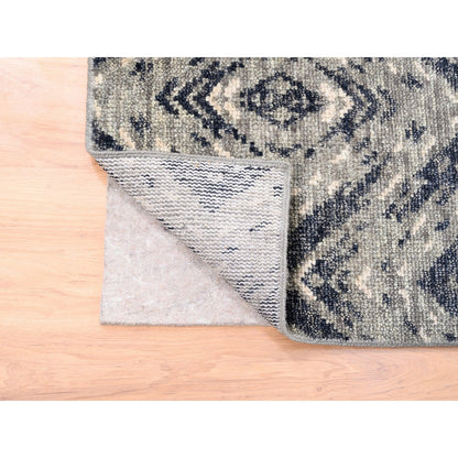 Tribal & Geometric Wool Hand Knotted Rug Black No Border 9.0X12.0 -O062200