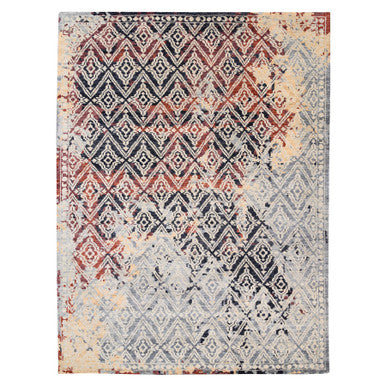 Tribal & Geometric Wool Hand Knotted Rug Black No Border 9.0X12.1 -O062202