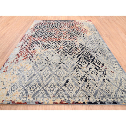 Tribal & Geometric Wool Hand Knotted Rug Black No Border 9.0X12.1 -O062202
