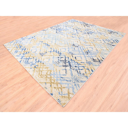 Tribal & Geometric Wool Hand Knotted Rug Ivory No Border 9.0X12.0 -O062219
