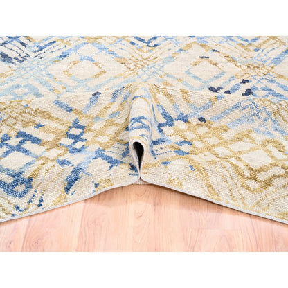Tribal & Geometric Wool Hand Knotted Rug Ivory No Border 9.0X12.0 -O062219