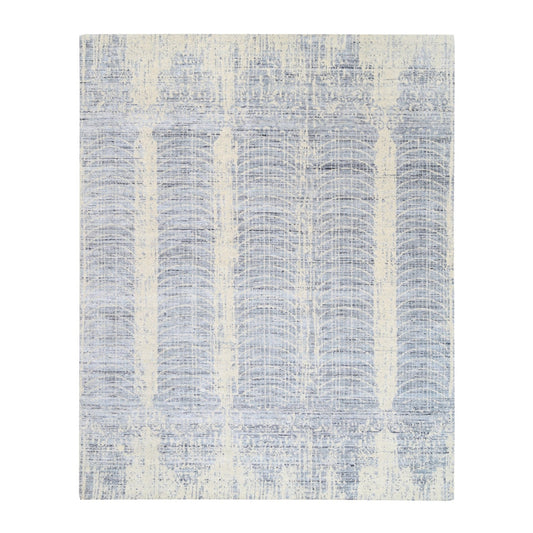 Modern and Contemporary Wool & Silk Hand Loomed Rug Beige No Border 8.1X9.10 -O062258