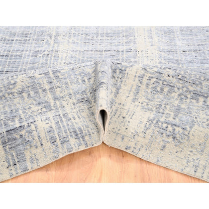 Modern and Contemporary Wool & Silk Hand Loomed Rug Beige No Border 8.1X9.10 -O062258