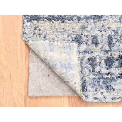 Modern and Contemporary Wool & Silk Hand Knotted Rug Blue No Border 2.5X6.1 -O062263