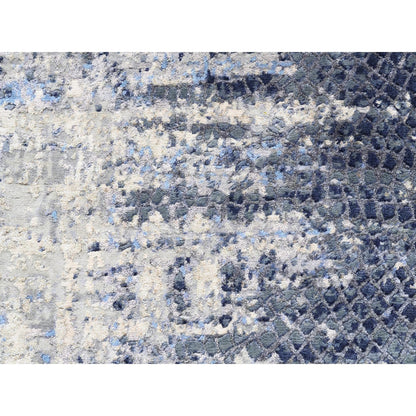 Modern and Contemporary Wool & Silk Hand Knotted Rug Blue No Border 2.5X6.1 -O062263