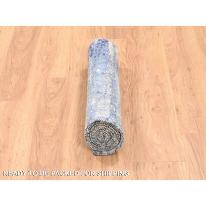 Modern and Contemporary Wool & Silk Hand Knotted Rug Blue No Border 2.5X6.1 -O062263