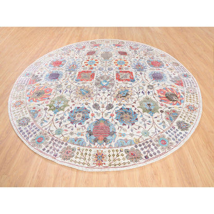 Transitional Wool & Silk Hand Knotted Rug Ivory Ivory 10.1X10.0 -O062272