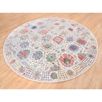 Transitional Wool & Silk Hand Knotted Rug Ivory Ivory 10.1X10.0 -O062272