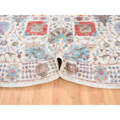 Transitional Wool & Silk Hand Knotted Rug Ivory Ivory 10.1X10.0 -O062272