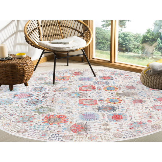 Transitional Wool & Silk Hand Knotted Rug Ivory Ivory 12.2X12.2 -O062274