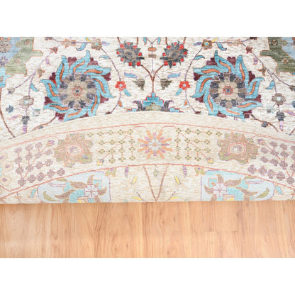 Transitional Wool & Silk Hand Knotted Rug Ivory Ivory 12.2X12.2 -O062274