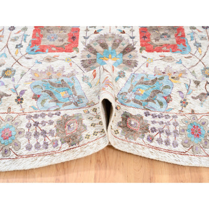 Transitional Wool & Silk Hand Knotted Rug Ivory Ivory 12.2X12.2 -O062274