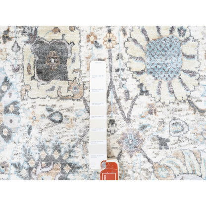 Transitional Wool & Silk Hand Knotted Rug Ivory No Border 5.0X5.1 -O062286
