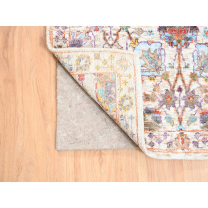 Transitional Wool & Silk Hand Knotted Rug Ivory No Border 2.6X16.1 -O062288