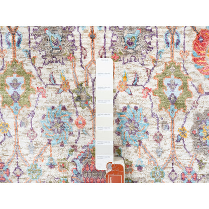 Transitional Wool & Silk Hand Knotted Rug Ivory No Border 2.6X16.1 -O062288