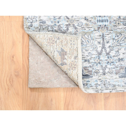 Transitional Wool & Silk Hand Knotted Rug Ivory No Border 2.6X8.2 -O062289