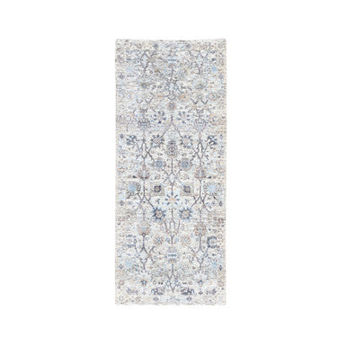 Transitional Wool & Silk Hand Knotted Rug Ivory No Border 2.5X6.2 -O062291