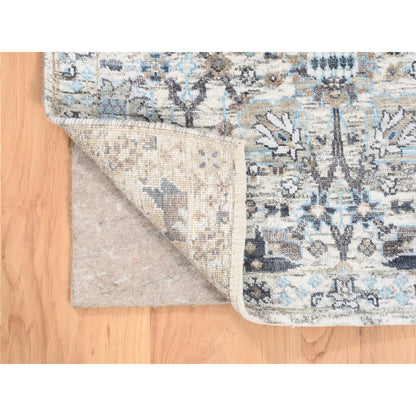 Transitional Wool & Silk Hand Knotted Rug Ivory No Border 2.5X6.2 -O062291