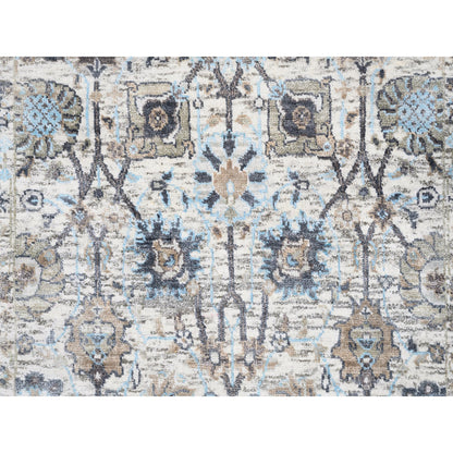Transitional Wool & Silk Hand Knotted Rug Ivory No Border 2.5X6.2 -O062291
