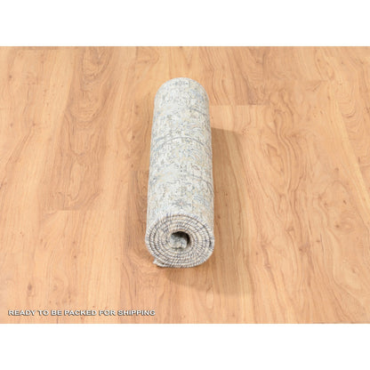 Transitional Wool & Silk Hand Knotted Rug Ivory No Border 2.5X6.2 -O062291