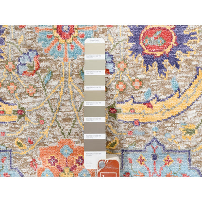 Transitional Wool & Silk Hand Knotted Rug Beige No Border 2.7X11.10 -O062292