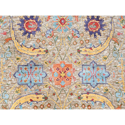 Transitional Wool & Silk Hand Knotted Rug Beige No Border 2.7X11.10 -O062292