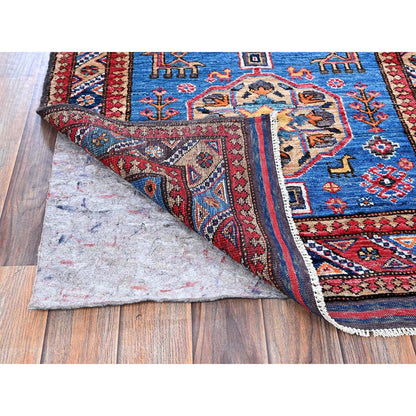 Kazak Wool Hand Knotted Rug Blue 2.8x9.7 -O0622