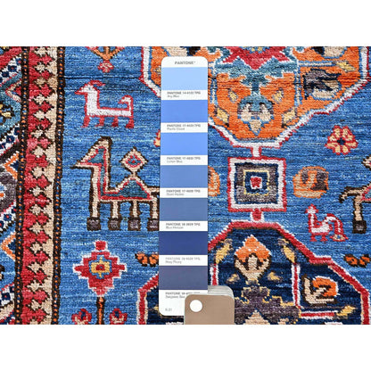Kazak Wool Hand Knotted Rug Blue 2.8x9.7 -O0622