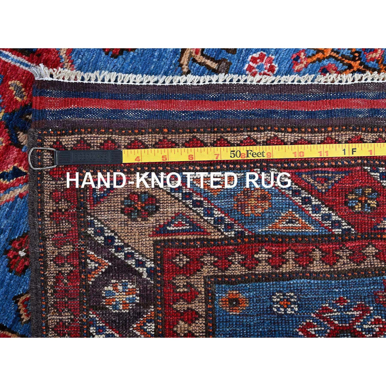 Kazak Wool Hand Knotted Rug Blue 2.8x9.7 -O0622