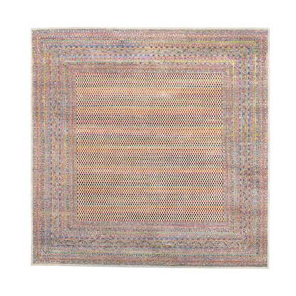 Modern and Contemporary Wool & Sari Silk Hand Knotted Rug Beige Beige 13.10X14.0 -O062305
