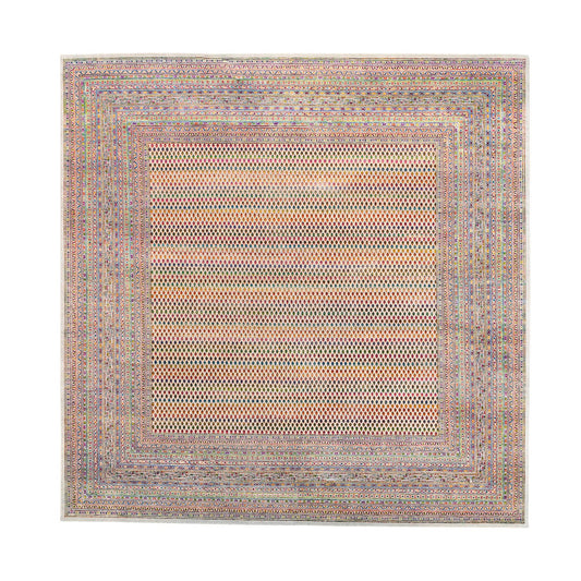 Modern and Contemporary Wool & Sari Silk Hand Knotted Rug Beige Beige 13.10X14.0 -O062305
