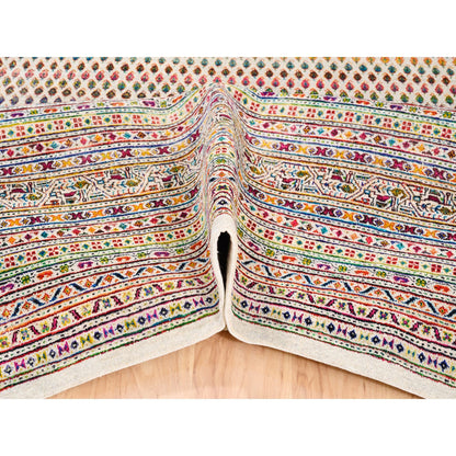 Modern and Contemporary Wool & Sari Silk Hand Knotted Rug Beige Beige 13.10X14.0 -O062305