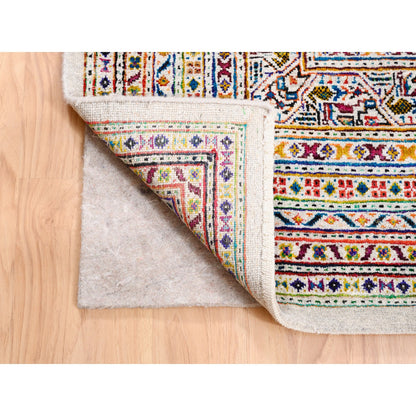 Modern and Contemporary Wool & Sari Silk Hand Knotted Rug Beige Ivory 8.10X12.0 -O062307