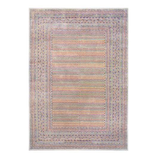 Modern and Contemporary Wool & Sari Silk Hand Knotted Rug Beige Beige 9.10X14.0 -O062309