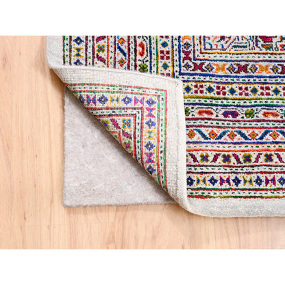 Modern and Contemporary Wool & Sari Silk Hand Knotted Rug Beige Beige 9.10X14.0 -O062309