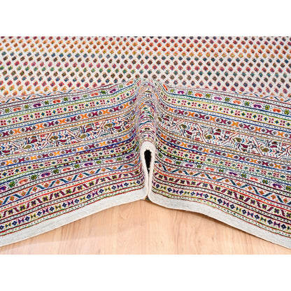 Modern and Contemporary Wool & Sari Silk Hand Knotted Rug Beige Beige 9.10X14.0 -O062309