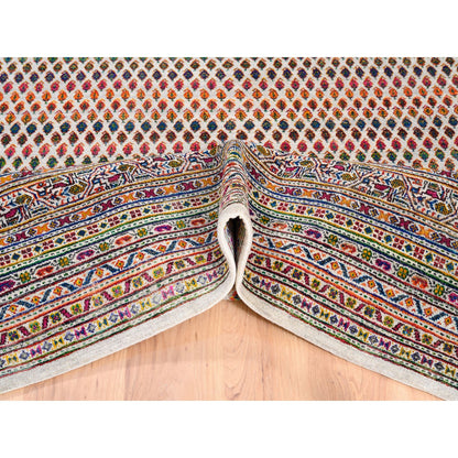 Modern and Contemporary Wool & Sari Silk Hand Knotted Rug Beige Beige 10.0X10.1 -O062310