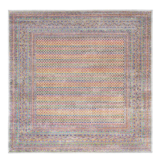 Modern and Contemporary Wool & Sari Silk Hand Knotted Rug Beige Beige 11.10X12.0 -O062311