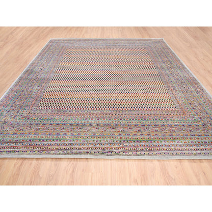 Modern and Contemporary Wool & Sari Silk Hand Knotted Rug Beige Beige 11.10X12.0 -O062311