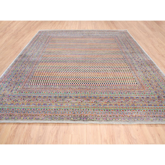 Modern and Contemporary Wool & Sari Silk Hand Knotted Rug Beige Beige 11.10X12.0 -O062311