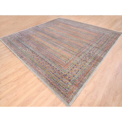 Modern and Contemporary Wool & Sari Silk Hand Knotted Rug Beige Beige 11.10X12.0 -O062311