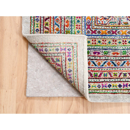 Modern and Contemporary Wool & Sari Silk Hand Knotted Rug Beige Beige 11.10X12.0 -O062311