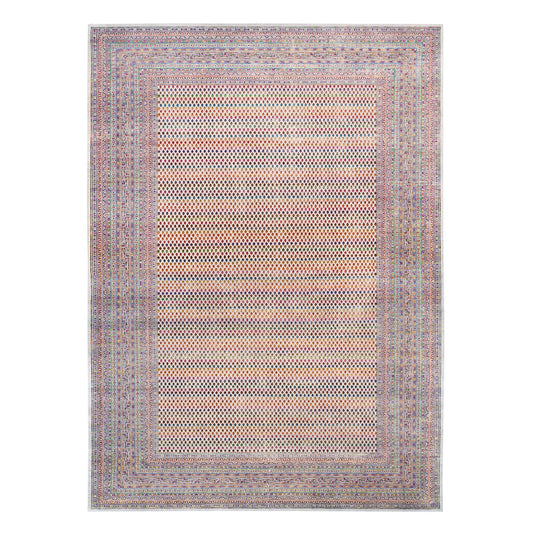 Modern and Contemporary Wool & Sari Silk Hand Knotted Rug Beige Beige 11.7X18.0 -O062312