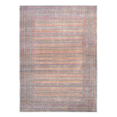 Modern and Contemporary Wool & Sari Silk Hand Knotted Rug Beige Beige 11.7X18.0 -O062312
