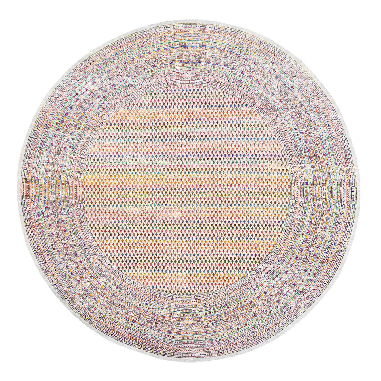 Beige 12'0" x 12'0" Modern and Contemporary Hand knotted Wool/Silk Rug - Sku: O062321