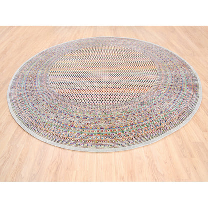 Modern and Contemporary Wool & Silk Hand Knotted Rug Beige Beige 12.0X12.0 -O062321