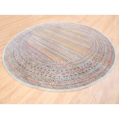 Modern and Contemporary Wool & Silk Hand Knotted Rug Beige Beige 12.0X12.0 -O062321