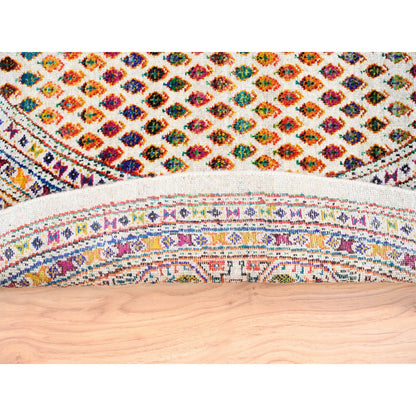 Modern and Contemporary Wool & Sari Silk Hand Knotted Rug Beige Beige 6.0X6.0 -O062329