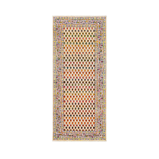 Modern and Contemporary Wool & Sari Silk Hand Knotted Rug Beige Beige 2.6X6.0 -O062334