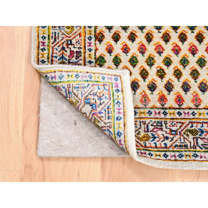 Modern and Contemporary Wool & Sari Silk Hand Knotted Rug Beige Beige 2.6X6.0 -O062334